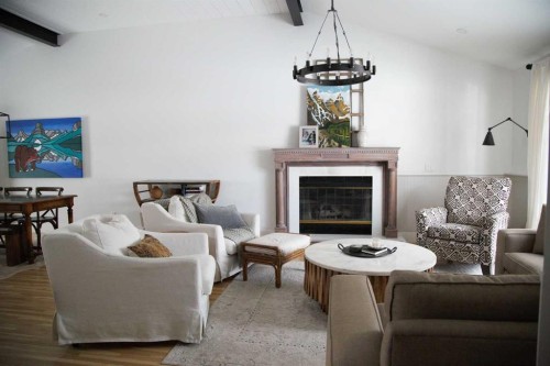 64 Hartford Road Nw, Calgary, AB - Indoor Photo Showing Living Room With Fireplace