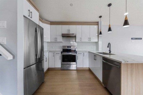 102 Martin Crossing Grove Ne, Calgary, AB - Indoor Photo Showing Kitchen With Double Sink With Upgraded Kitchen