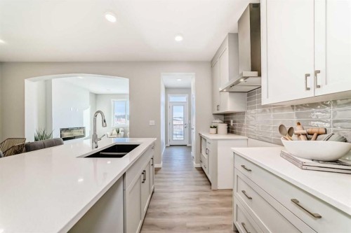 142 Sora Gardens Se, Calgary, AB - Indoor Photo Showing Kitchen With Double Sink With Upgraded Kitchen