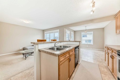 136 Everglen Road Sw, Calgary, AB - Indoor Photo Showing Kitchen With Double Sink