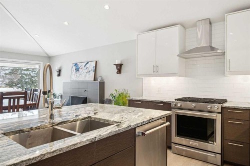 16 Meadowlark Crescent Sw, Calgary, AB - Indoor Photo Showing Kitchen With Stainless Steel Kitchen With Double Sink With Upgraded Kitchen