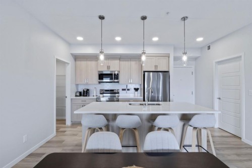 1411-220 Seton Grove Se, Calgary, AB - Indoor Photo Showing Kitchen With Upgraded Kitchen