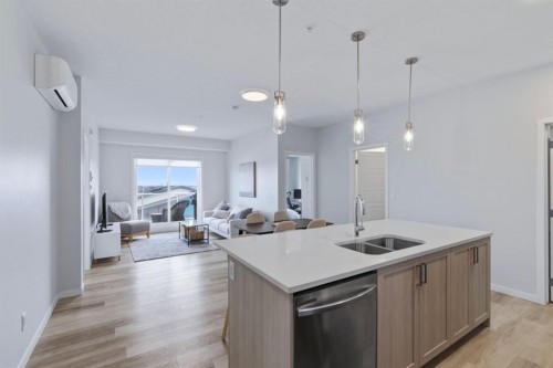1411-220 Seton Grove Se, Calgary, AB - Indoor Photo Showing Kitchen With Double Sink With Upgraded Kitchen