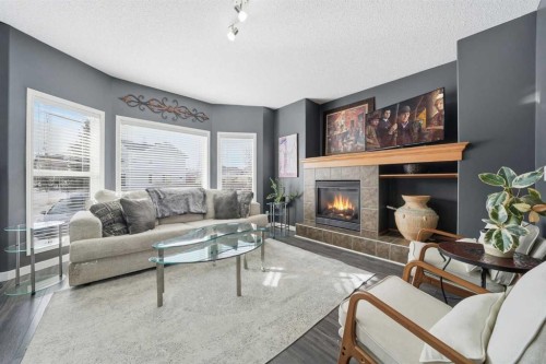 74 Cranberry Close Se, Calgary, AB - Indoor Photo Showing Living Room With Fireplace