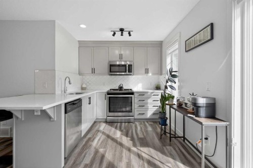 103 Cranbrook Walk Se, Calgary, AB - Indoor Photo Showing Kitchen With Stainless Steel Kitchen With Upgraded Kitchen