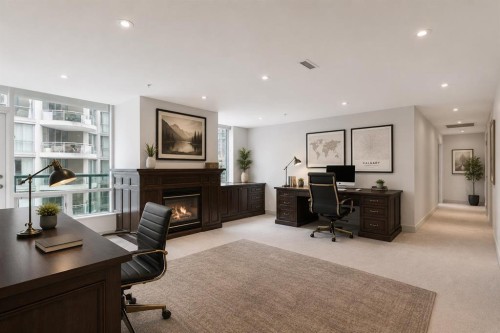 901-837 2 Avenue Sw, Calgary, AB - Indoor Photo Showing Other Room With Fireplace