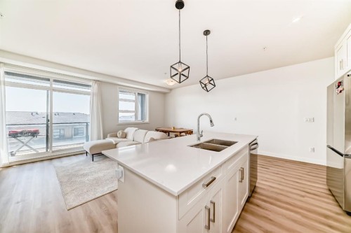 2307-55 Lucas Way Nw, Calgary, AB - Indoor Photo Showing Kitchen With Double Sink