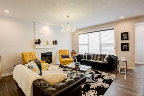 53 Sherwood Square Nw, Calgary, AB - Indoor Photo Showing Living Room With Fireplace