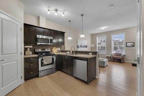 1002-1001 8 Street Nw, Airdrie, AB - Indoor Photo Showing Kitchen With Stainless Steel Kitchen With Double Sink