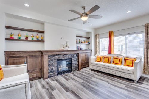379 Skyview Shores Manor Ne, Calgary, AB - Indoor With Fireplace