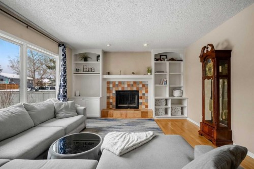 83 Deerbow Place Se, Calgary, AB - Indoor Photo Showing Living Room With Fireplace