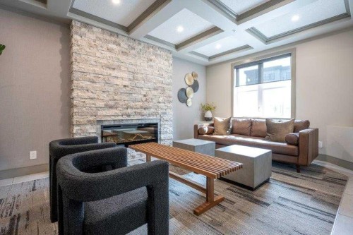 3103-80 Greenbriar Place Nw, Calgary, AB - Indoor Photo Showing Living Room With Fireplace