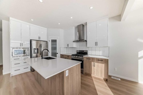 374 Corner Glen Way Ne, Calgary, AB - Indoor Photo Showing Kitchen With Upgraded Kitchen