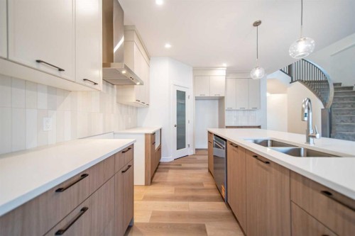 73 Royston Grove Nw, Calgary, AB - Indoor Photo Showing Kitchen With Double Sink With Upgraded Kitchen
