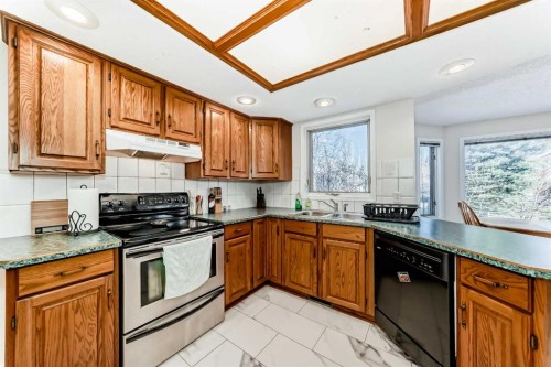 320 Sunmills Drive Se, Calgary, AB - Indoor Photo Showing Kitchen With Double Sink