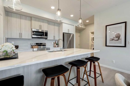 2111-20295 Seton Way Se, Calgary, AB - Indoor Photo Showing Kitchen With Stainless Steel Kitchen With Upgraded Kitchen