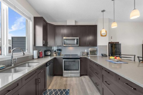 78 Livingston Gate Ne, Calgary, AB - Indoor Photo Showing Kitchen With Stainless Steel Kitchen With Double Sink With Upgraded Kitchen