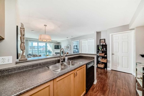 306-1121 6 Avenue Sw, Calgary, AB - Indoor Photo Showing Kitchen With Double Sink