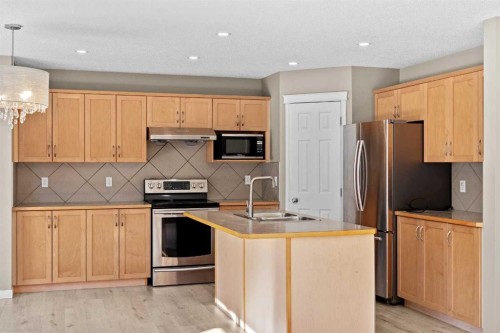 138 Saddlecrest Park Ne, Calgary, AB - Indoor Photo Showing Kitchen With Stainless Steel Kitchen With Double Sink