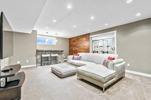 356 Everstone Drive Sw, Calgary, AB - Indoor With Fireplace