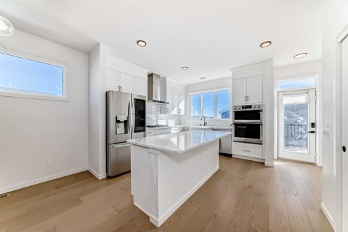 120 Seton Villas Se, Calgary, AB - Indoor Photo Showing Kitchen With Stainless Steel Kitchen With Upgraded Kitchen