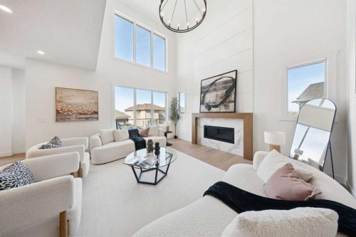 6 Westmount Point, Okotoks, AB - Indoor Photo Showing Living Room With Fireplace