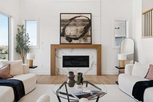 6 Westmount Point, Okotoks, AB - Indoor Photo Showing Living Room With Fireplace