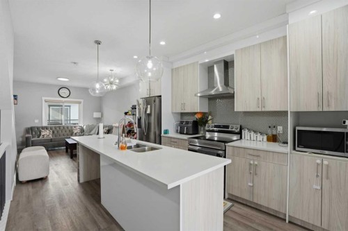 404-95 Skyview Close Ne, Calgary, AB - Indoor Photo Showing Kitchen With Stainless Steel Kitchen With Double Sink With Upgraded Kitchen