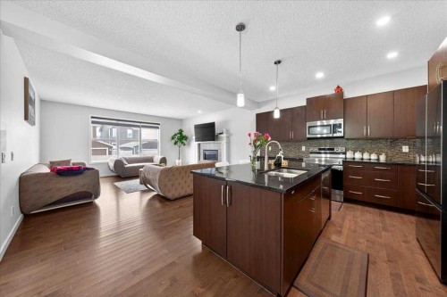 7 Redstone Park Ne, Calgary, AB - Indoor Photo Showing Kitchen With Double Sink With Upgraded Kitchen