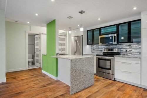 206-1027 Cameron Avenue Sw, Calgary, AB - Indoor Photo Showing Kitchen With Upgraded Kitchen