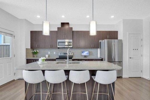 226 Auburn Crest Way Se, Calgary, AB - Indoor Photo Showing Kitchen With Stainless Steel Kitchen With Double Sink With Upgraded Kitchen