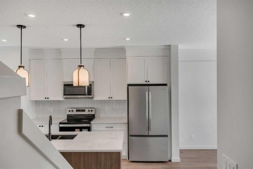 231 Bartlett Crescent Se, Calgary, AB - Indoor Photo Showing Kitchen With Double Sink With Upgraded Kitchen