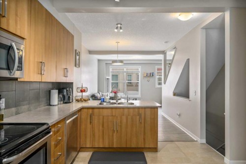 37 New Brighton Point Se, Calgary, AB - Indoor Photo Showing Kitchen With Double Sink