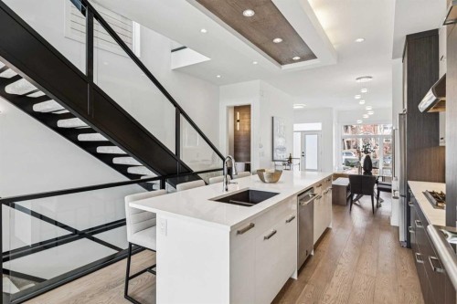 1765 7 Avenue Nw, Calgary, AB - Indoor Photo Showing Kitchen With Double Sink With Upgraded Kitchen