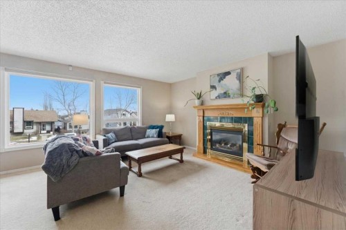 165 Macewan Glen Drive Nw, Calgary, AB - Indoor Photo Showing Living Room With Fireplace