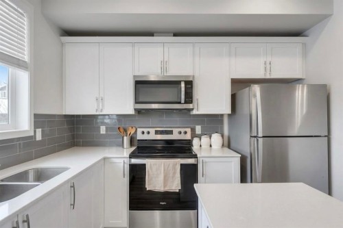 1162 Cornerstone Boulevard Ne, Calgary, AB - Indoor Photo Showing Kitchen With Stainless Steel Kitchen With Double Sink With Upgraded Kitchen