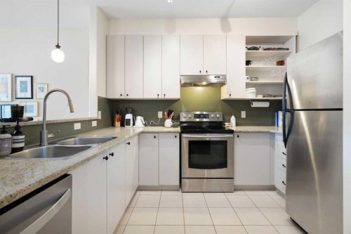 406-830 Centre Avenue Ne, Calgary, AB - Indoor Photo Showing Kitchen With Stainless Steel Kitchen With Double Sink