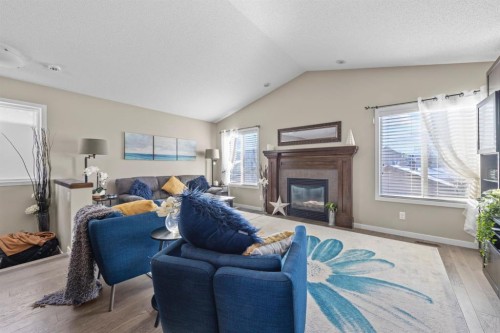 47 Cranford Crescent Se, Calgary, AB - Indoor Photo Showing Living Room With Fireplace