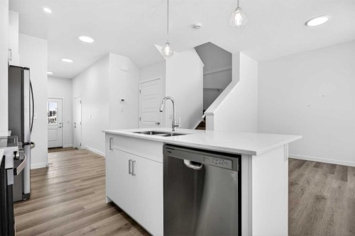 66 Creekside Way Sw, Calgary, AB - Indoor Photo Showing Kitchen With Double Sink With Upgraded Kitchen
