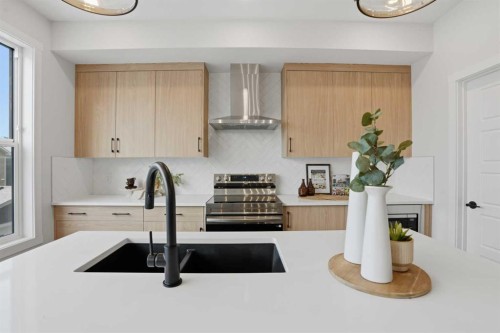 45 Wild Rose Way Se, Calgary, AB - Indoor Photo Showing Kitchen With Double Sink