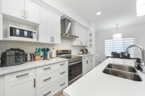 308 Sora Terrace Se, Calgary, AB - Indoor Photo Showing Kitchen With Double Sink With Upgraded Kitchen