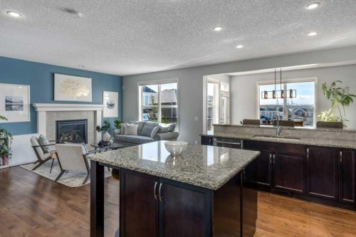 128 Sunset Park, Cochrane, AB - Indoor With Fireplace