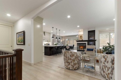 551 Evergreen Circle Sw, Calgary, AB - Indoor With Fireplace