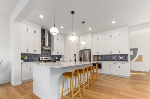 80 Creekside Path Sw, Calgary, AB - Indoor Photo Showing Kitchen With Upgraded Kitchen