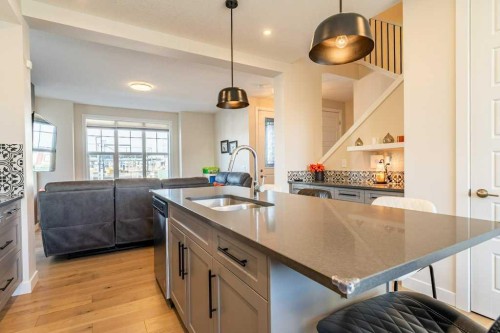 153 Waterford Boulevard, Chestermere, AB - Indoor Photo Showing Kitchen With Double Sink