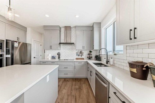123 Harmony Circle, Rural Rocky View County, AB - Indoor Photo Showing Kitchen With Stainless Steel Kitchen With Double Sink With Upgraded Kitchen