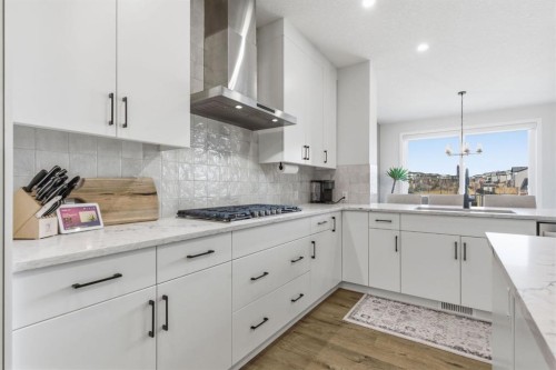117 Ranchers View, Okotoks, AB - Indoor Photo Showing Kitchen With Upgraded Kitchen