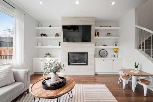 3917 2 Street Nw, Calgary, AB - Indoor Photo Showing Living Room With Fireplace
