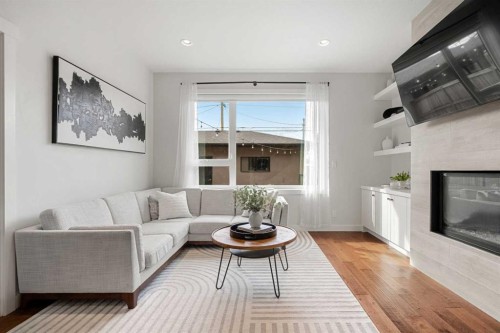 3917 2 Street Nw, Calgary, AB - Indoor Photo Showing Living Room With Fireplace