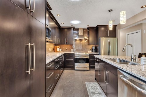 335 Huntbourne Hill Ne, Calgary, AB - Indoor Photo Showing Kitchen With Double Sink With Upgraded Kitchen